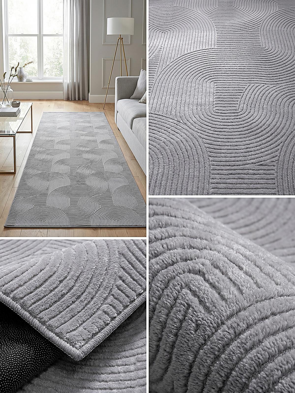 TEPPICHLÄUFER Antirutsch Geometrisch DALAR Polypropylen Grau 80 x 150 cm - Grau, Textil (80/150cm) - KADIMA DESIGN