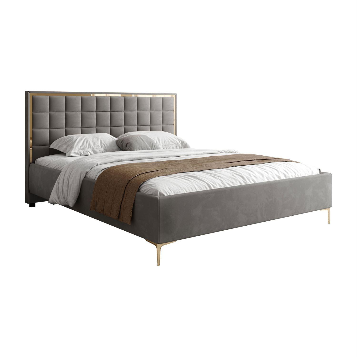 POLSTERBETT ISADORA GOLD mit Bettkasten 180x200 cm Royal Velvet 250 - Grau, Textil - Lookway