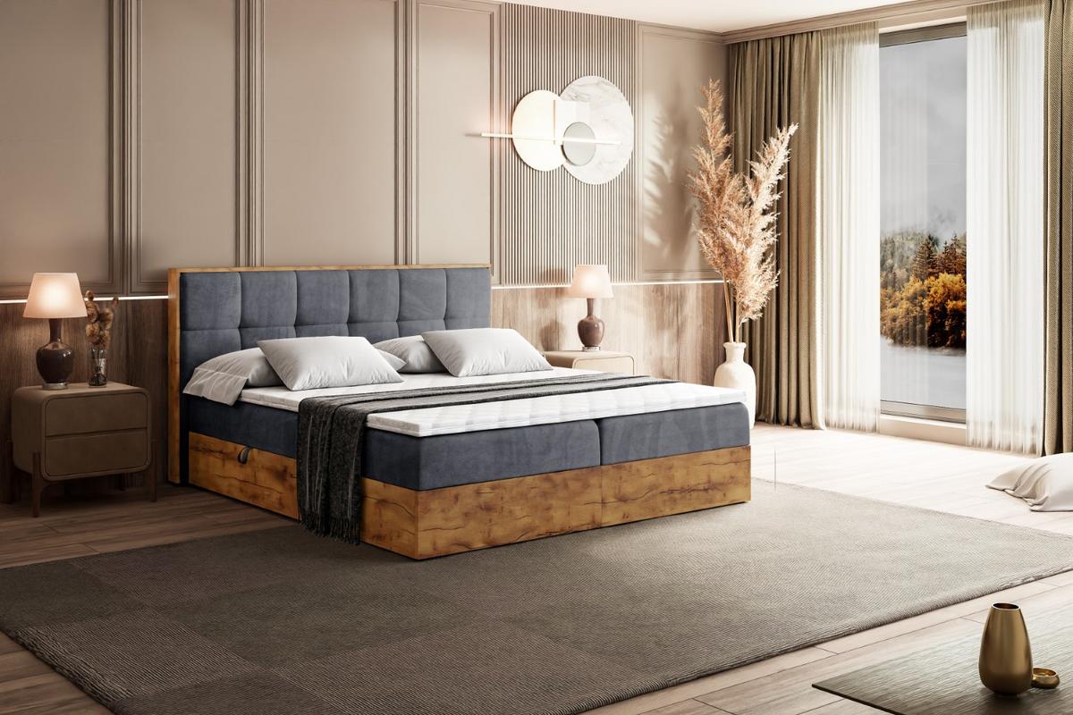 BOXBETT mit Matratze H3 und Lattenrost - LOLLI7 - 140x200 - Grau - Grau, Holzwerkstoff/Kunststoff (140/200cm) - ALTDECOR