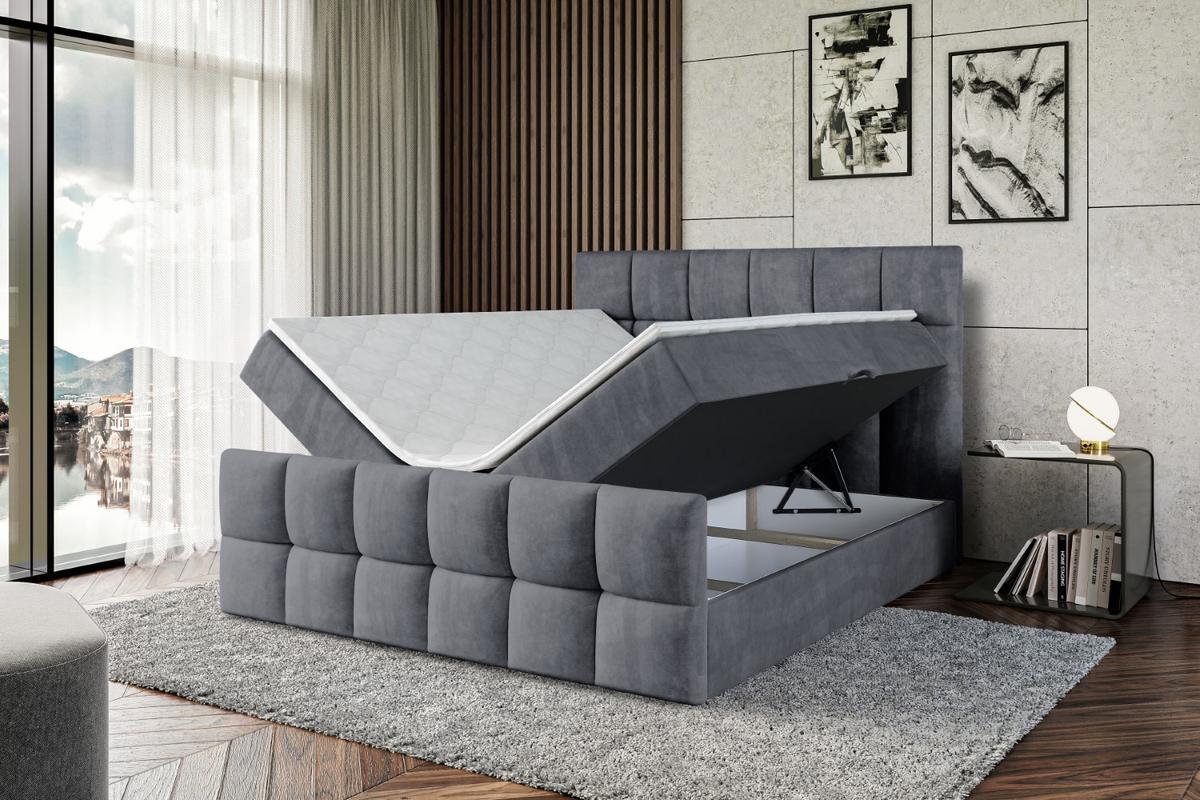 BOXBETT RICAR-Z - 140 x 200 - H4 - Dunkelgrau - Dunkelgrau, Holzwerkstoff (140/200cm) - ALTDECOR