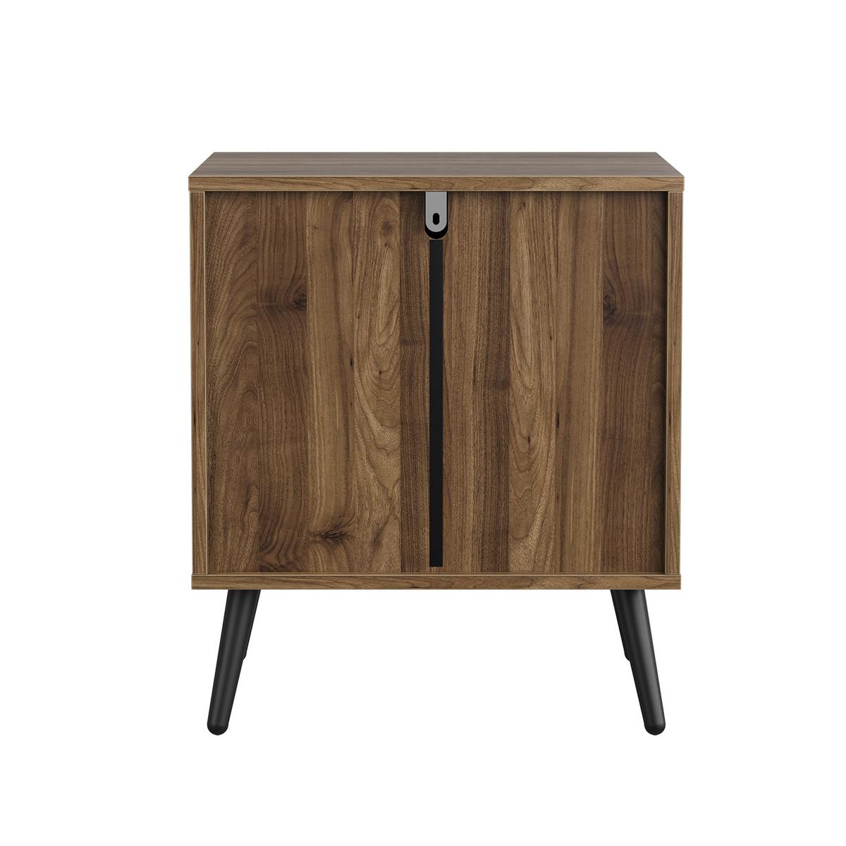 NACHTTISCH Walnuss 45 cm – Nachtkonsole Modern mit 2 Schubladen & Metallbeinen - Walnussfarben, Holzwerkstoff (45/53/40cm) - Urban Meuble
