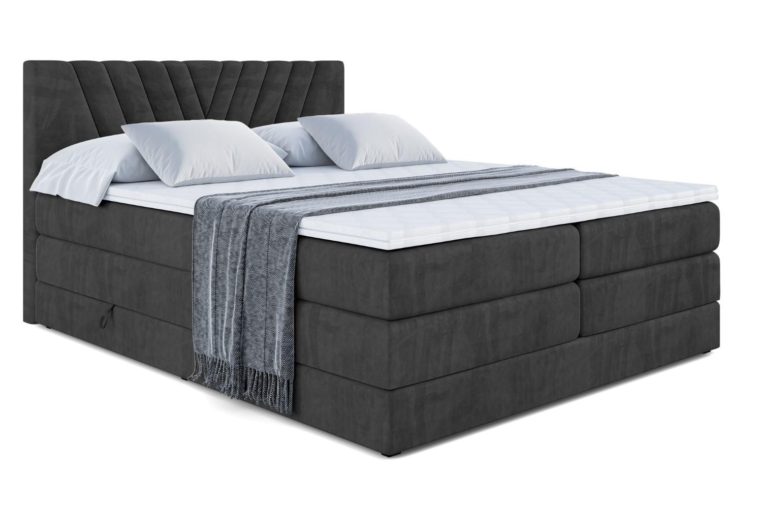 BOXSPRINGBETT ERNINA KING - 140x200 - H3/H4 - Schwarz - Schwarz, Holzwerkstoff (140/200cm) - ALTDECOR