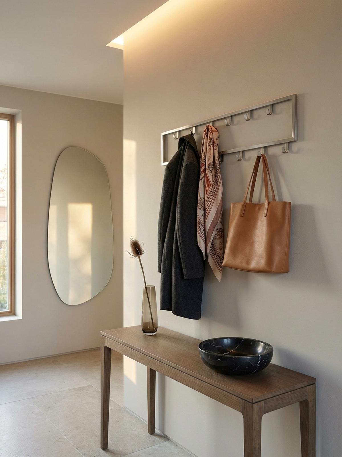 WANDGARDEROBE Metall Silber Modern mit 15 Haken - Silberfarben, Metall (80/20/4cm) - KADIMA DESIGN