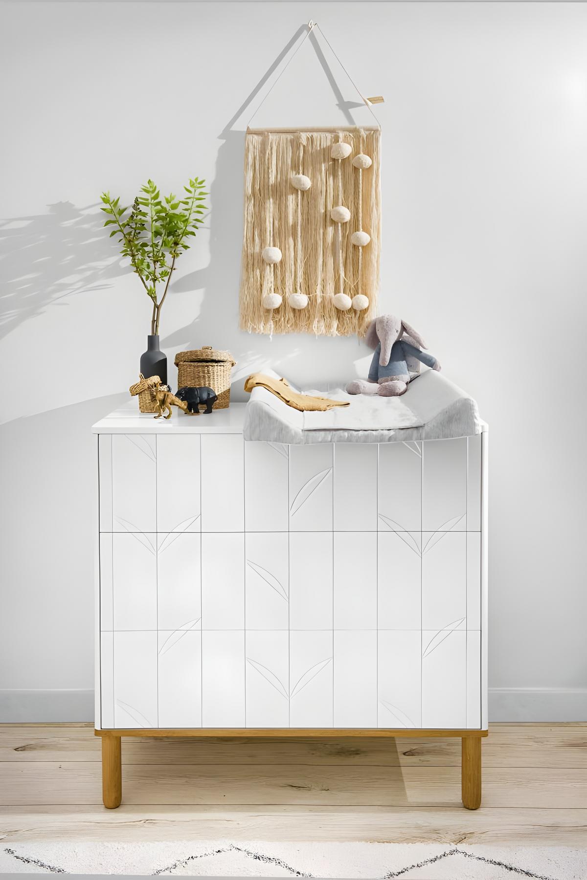 KINDERKOMMODE Toteme – rustikale Eleganz und Funktionalität Weiß - Weiß, Holzwerkstoff (90/91/50cm) - RAUMHIRSCH FURNITURE