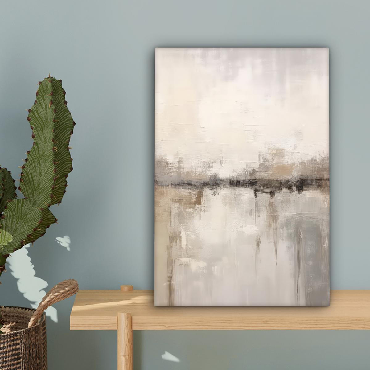 LEINWANDBILD Moderne Kunst - Abstrakt - Beige Deko Wohnzimmer 20x30 cm - Beige, Textil (20/30cm) - MuchoWow