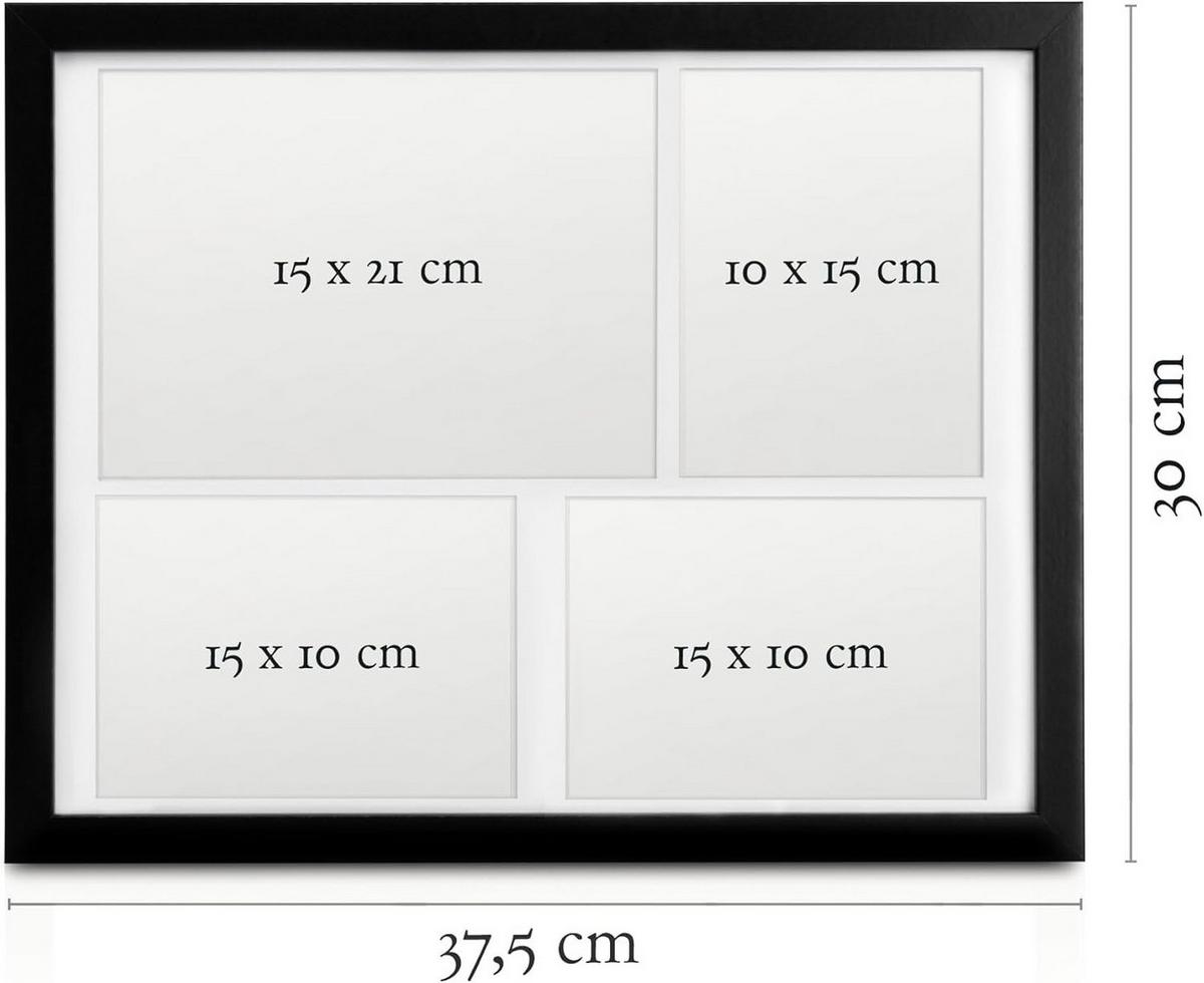 BILDERRAHMEN Galeria 15x21cm + 10x15cm Schwarz - Schwarz, Holzwerkstoff (30/2cm) - BoMoe