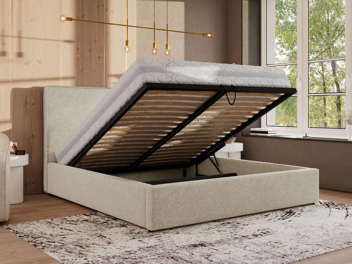 POLSTERBETT CORIVO CLASSIC 140/200 - Creme Strukture - Multipocket-Matratze - Creme, Textil (140/200cm) - MKS