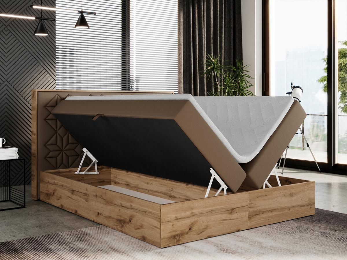 BOXBETT NESSI - 120/200 Braun Kunstleder - H3 - Braun, Holz/Textil (120/200cm) - MKS