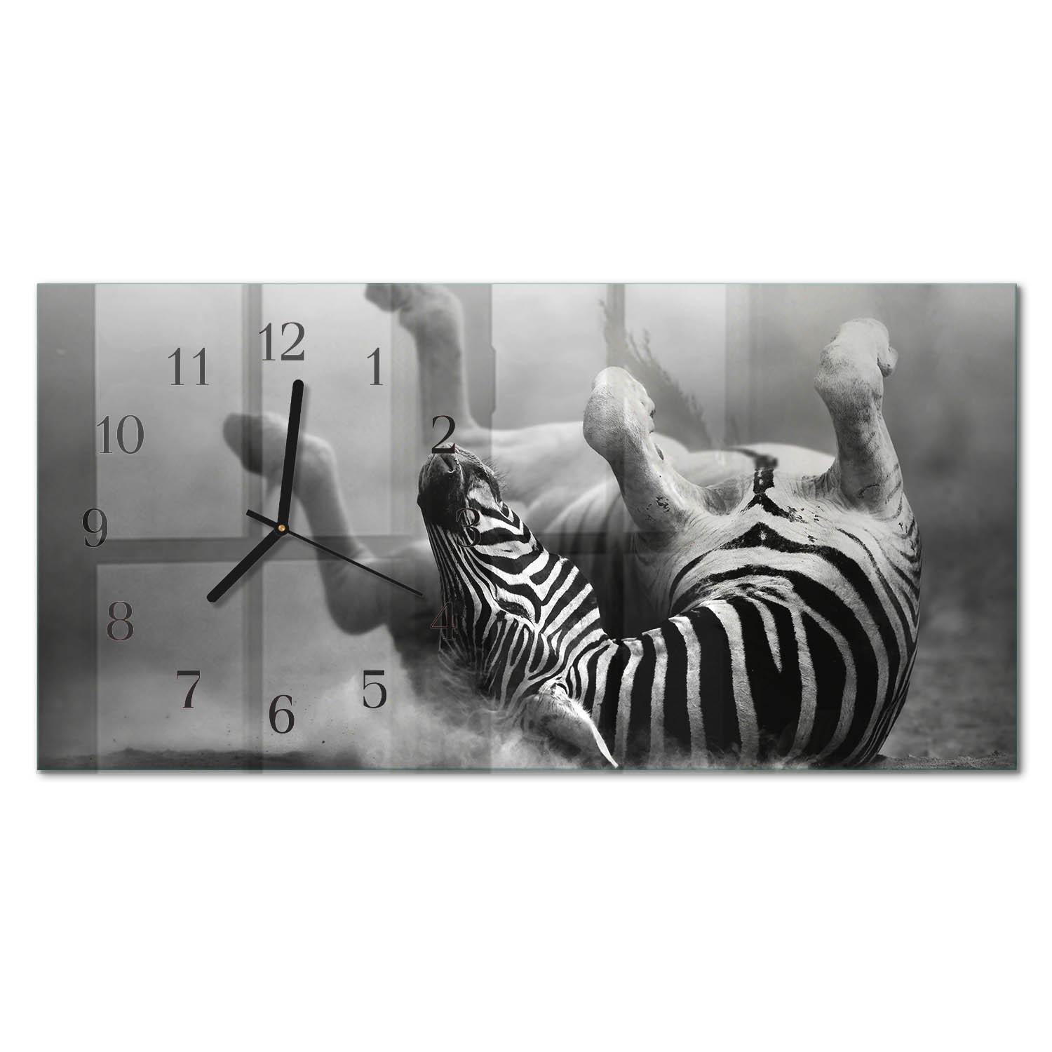 WANDUHR aus Glas 60x30 cm - Rippchen - Schwarz, Glas (60/30/0.4cm) - TULUP