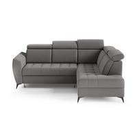 ECKSCHLAFSOFA Aurora II mit verstellbare Kopfstützen, Dunkelgrau, rechts - Dunkelgrau/Schwarz, Textil (266/204cm) - Beautysofa