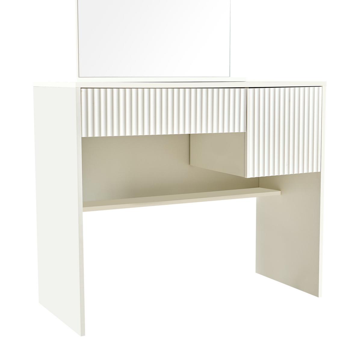 SCHMINKTISCH weiß mit Spiegel Schubladen modern - Weiß, Holzwerkstoff (90/135/40cm) - Urban Meuble