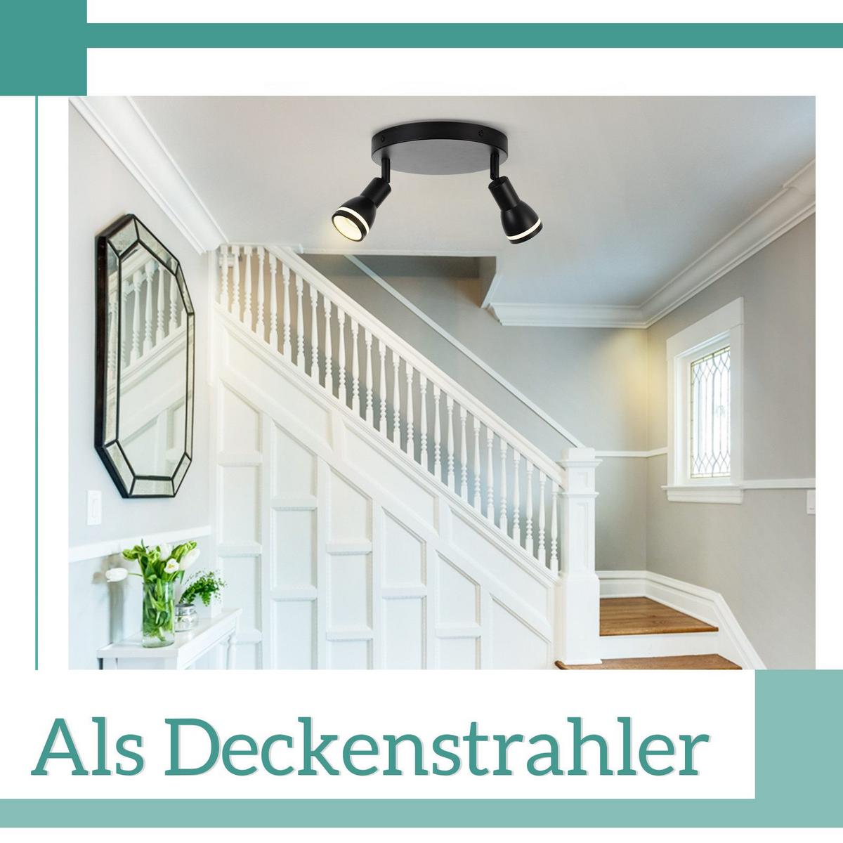 DECKENSTRAHLER Levine 2-flammig 20/20/15.7cm - Schwarz, Metall (20/20/15.7cm) - Nettlife