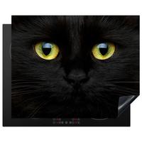 HERDABDECKPLATTE Katze - Augen - Gelb - Schwarz Herdabdeckung Induktionsfeld 65x52 cm - Schwarz, Kunststoff (65/52/0.2cm) - MuchoWow