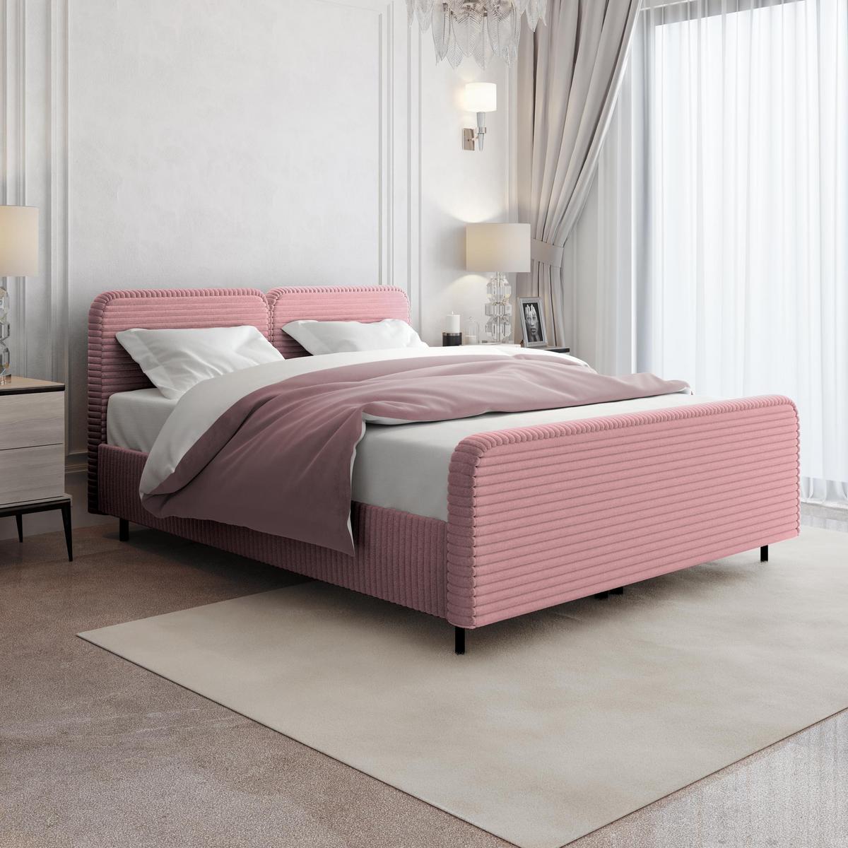 POLSTERBETT Lea mit Bettkasten, 160x200, Rosa - Schwarz/Rosa, Textil (160/200cm) - Beautysofa