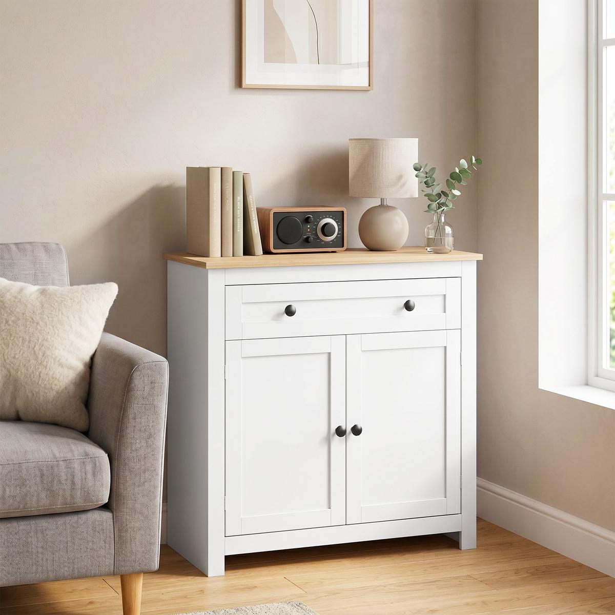 SIDEBOARD Spanplatte Weiß - Weiß, Holzwerkstoff (35/80/78.5cm) - HOMCOM