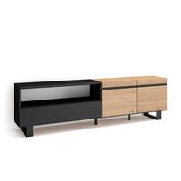 LOWBOARD, Eiche, Schwarz, 200/35/57cm - Eichefarben/Schwarz, Holzwerkstoff (200/57/35cm) - Skraut Home