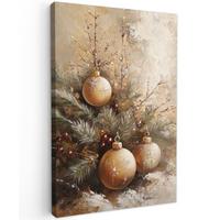 LEINWANDBILD Weihnachten - Kugeln - Beige - Gold Deko Groß 90x140 cm - Goldfarben, Textil (90/140cm) - MuchoWow