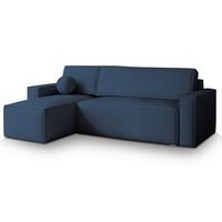 ECKSOFA RAVELO P Blau Kordstoff mit Schlaffunktion - Blau/Grau, Holz/Kunststoff (240/140cm) - MASSENO