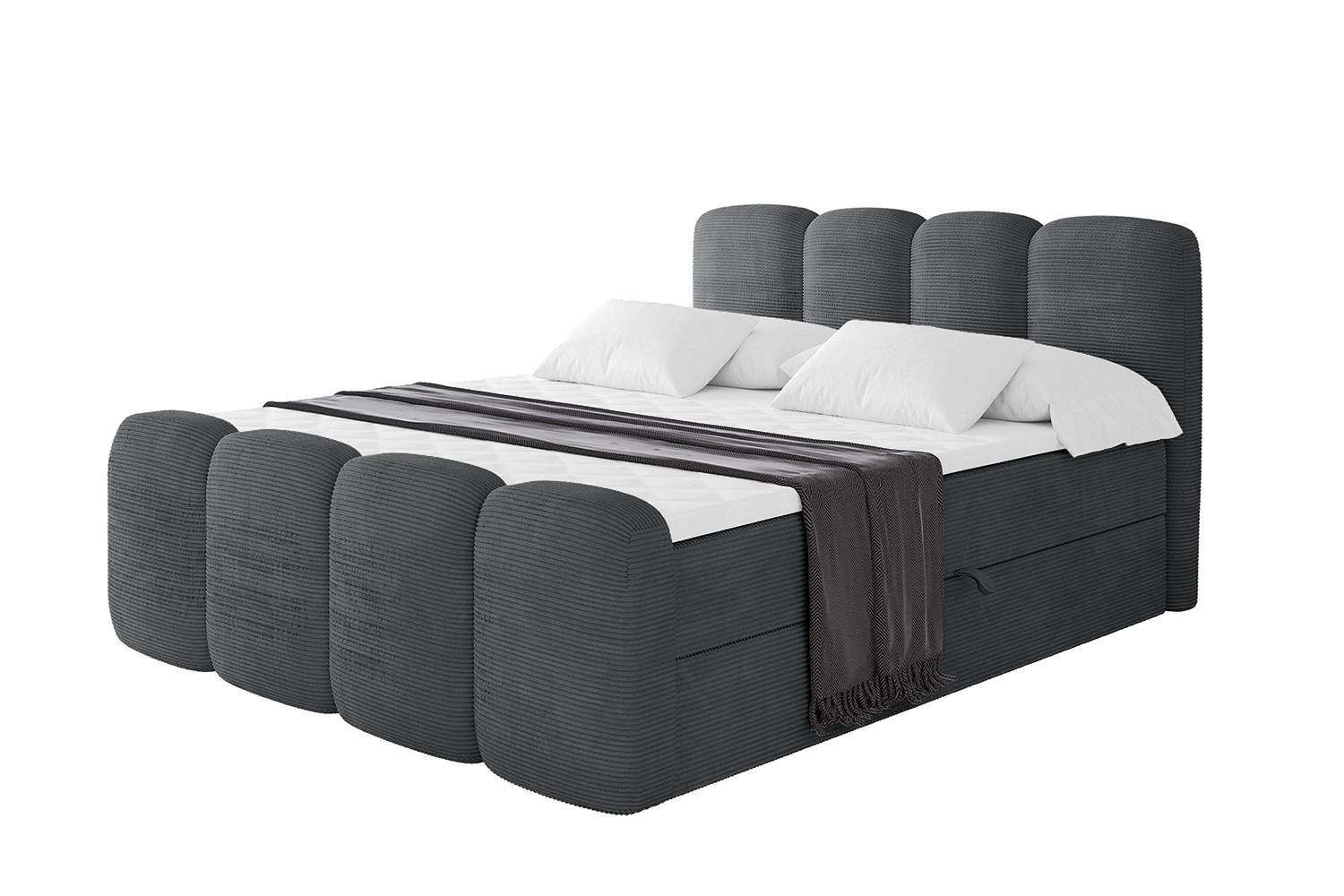 BOXBETT mit Matratze H4 und Lattenrost - NINA-Z - 120x200 cm - Dunkelgrau - Taupe, Holzwerkstoff (120/200cm)