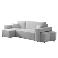ECKSOFA Adara Inkl. Hocker - Hellgrau, Holzwerkstoff/Textil (262/145cm) - Fun Möbel