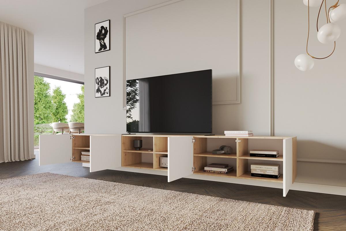 LOWBOARD ELIO-W 3x100x40x40 cm - Artisan / Weiß - Eiche Artisan, Holzwerkstoff (300/40/40cm) - ALTDECOR
