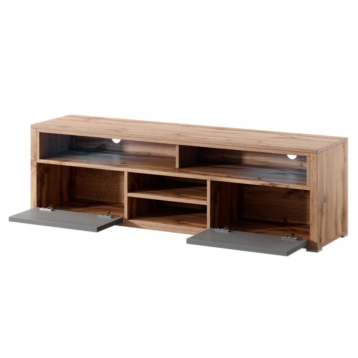 TV-ELEMENT Bella mit 2 Türen und offenem Regal, eiche Wotan+grau glänzend - Eichefarben/Weiß, Holzwerkstoff (137/42.5/33cm) - Beautysofa