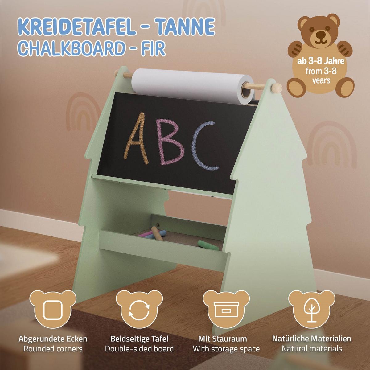 KREIDETAFEL Tanne, Grün/Natur - Naturfarben, Holz (68/79.5/60cm) - Joyz