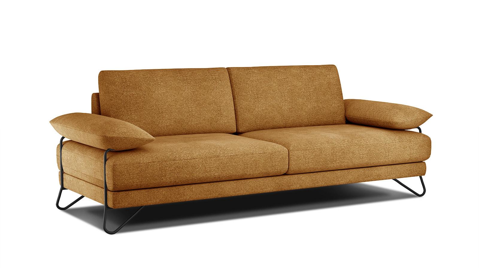SOFA LORI 3-Sitzer, orange - Schwarz/Orange, Holzwerkstoff/Textil (245/87/96cm) - Wozimo
