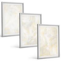 BILDER SET 3er Set - 40x60 cm Silberner Rahmen - Helles Strukturfarbendesign - Silberfarben, Kunststoff (40/60cm) - TULUP