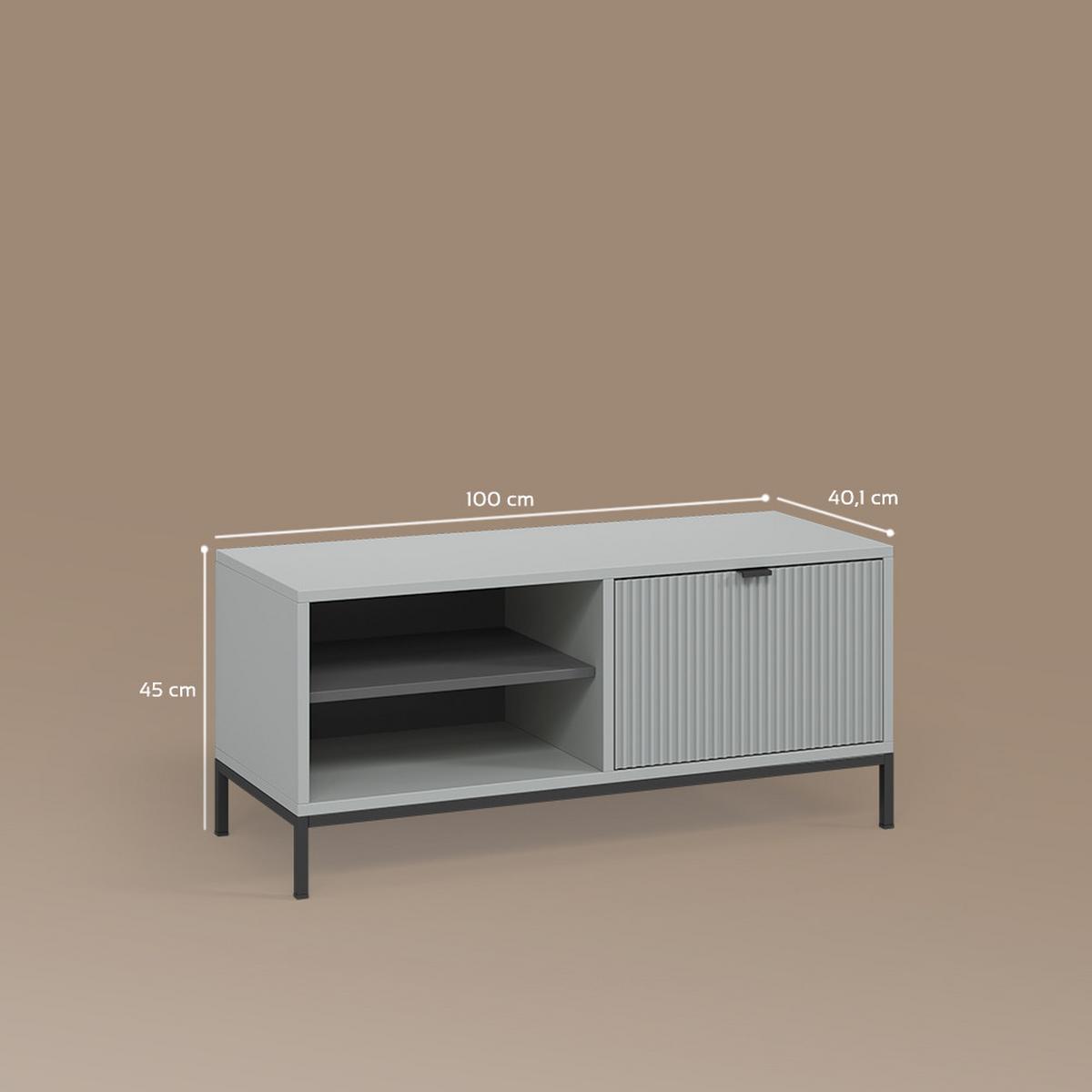 SCHUHSCHRANK Aterno Grau 100 x 45 cm mit Klapptür - Grau, Holzwerkstoff (100/45/40cm) - Livinity®