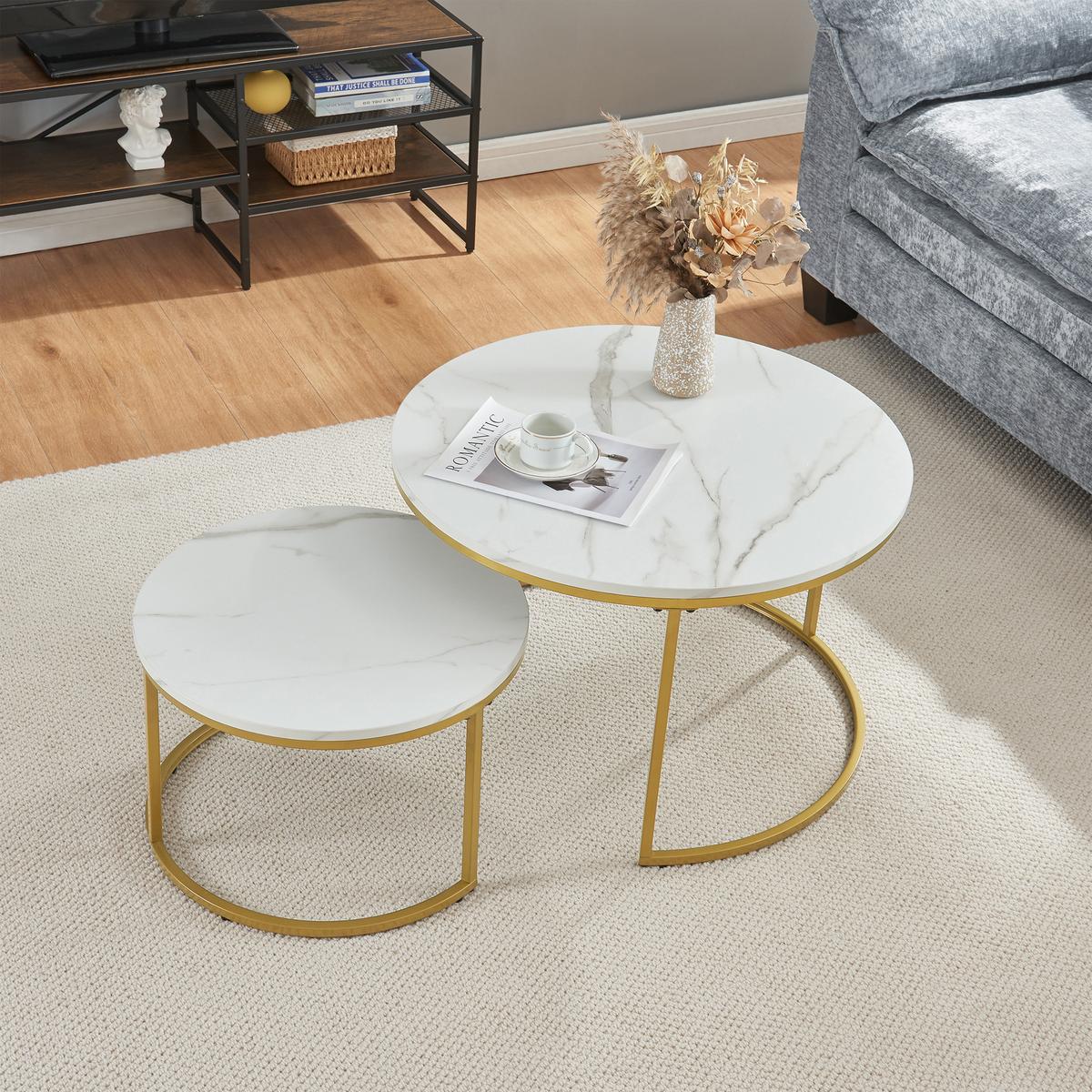 COUCHTISCH Christchurch 2er-Set - Weiß, Holzwerkstoff (80/80/45cm) - [en.casa]
