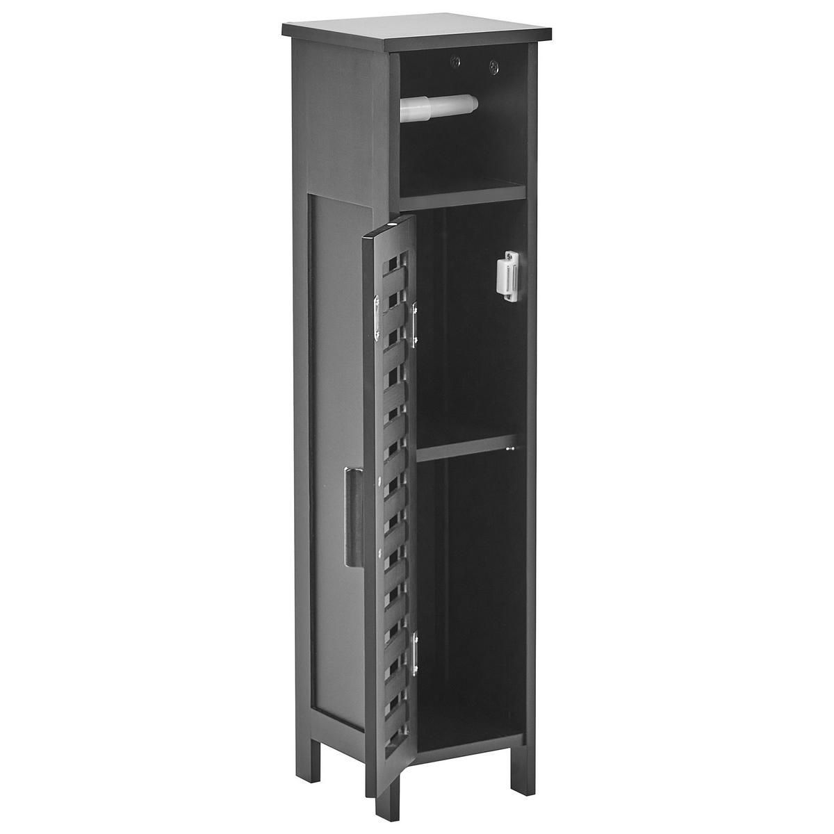 TOILETTENPAPIER-SCHRANK Bambus Schwarz Olathe - Schwarz, Holz (18/72/17cm) - Beliani