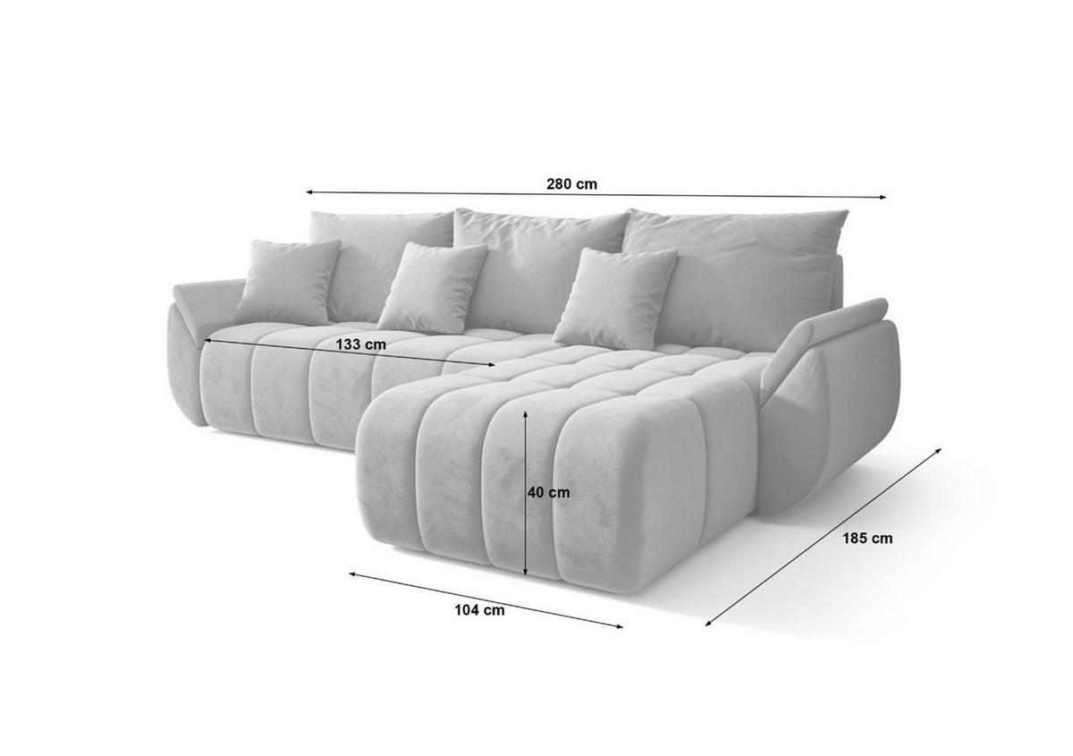 ECKSOFA Louise - Dunkelblau, Holzwerkstoff/Textil (185/280cm) - Fun Möbel