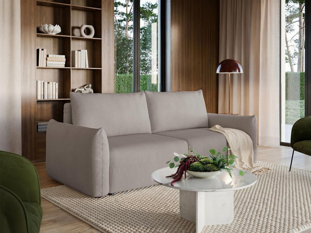 SCHLAFSOFA Theolla Hellbeige - Ecru/Schwarz, Textil/Metall (248/97/111cm) - Selsey