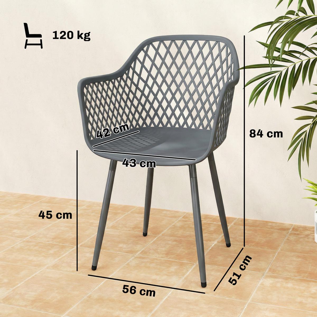 GARTENSTÜHLE 4er Set Metall Kunststoff Dunkelgrau - Dunkelgrau, Kunststoff/Metall (51/84/56cm) - Outsunny