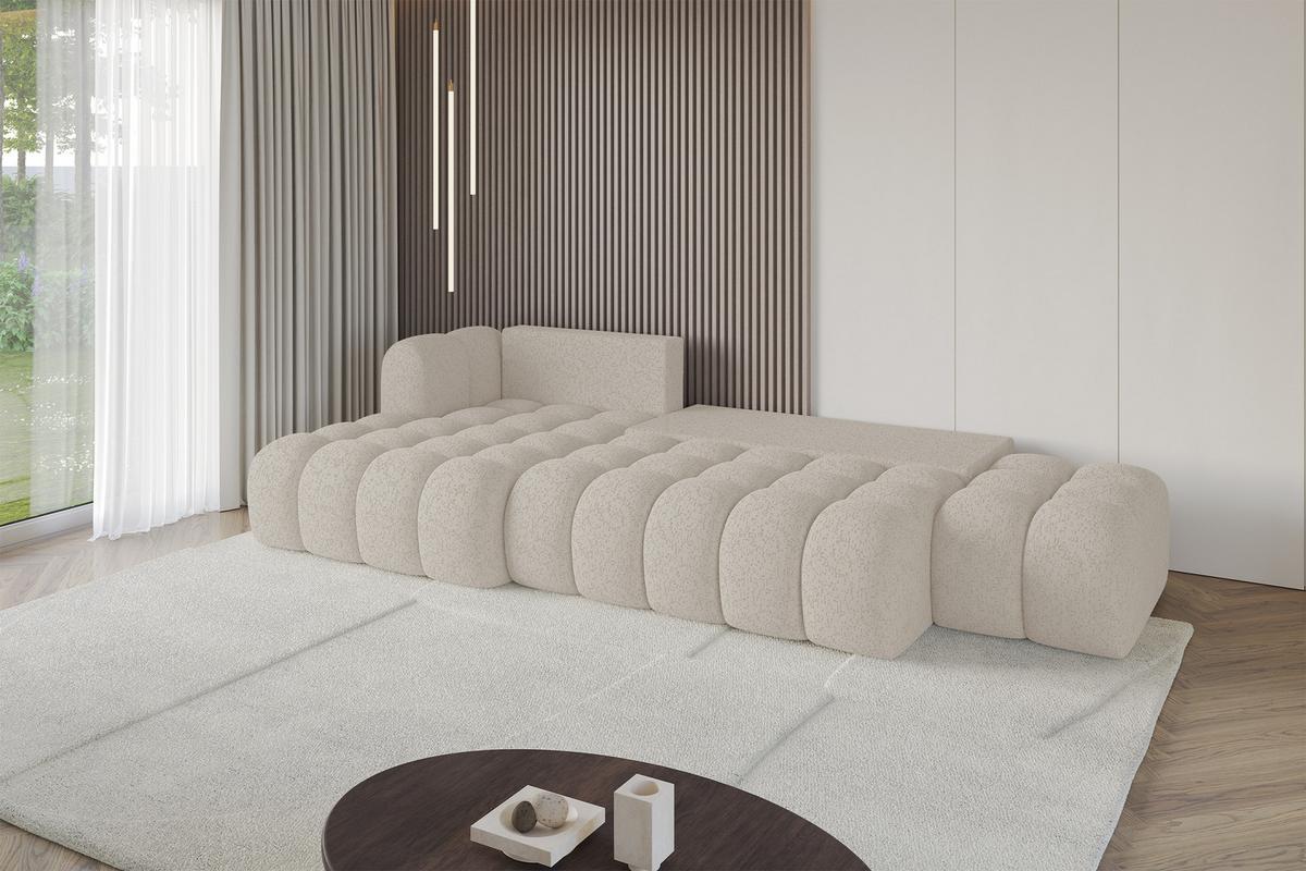 ECKSOFA mit Schlaffunktion Ottomane Links OLEA-L2 321x164x75 Beige Tissu - Schwarz/Sahara, Holzwerkstoff/Kunststoff (321/164cm) - ALTDECOR