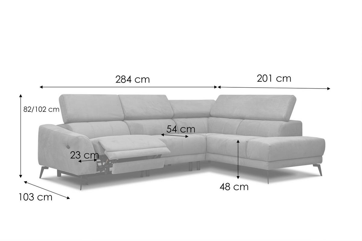 ECKSOFA LARS 5-Sitzer, 1 Relax, verstellbare Kopfstützen, taupe - Taupe/Schwarz, Holzwerkstoff/Textil (284/201cm) - Wozimo