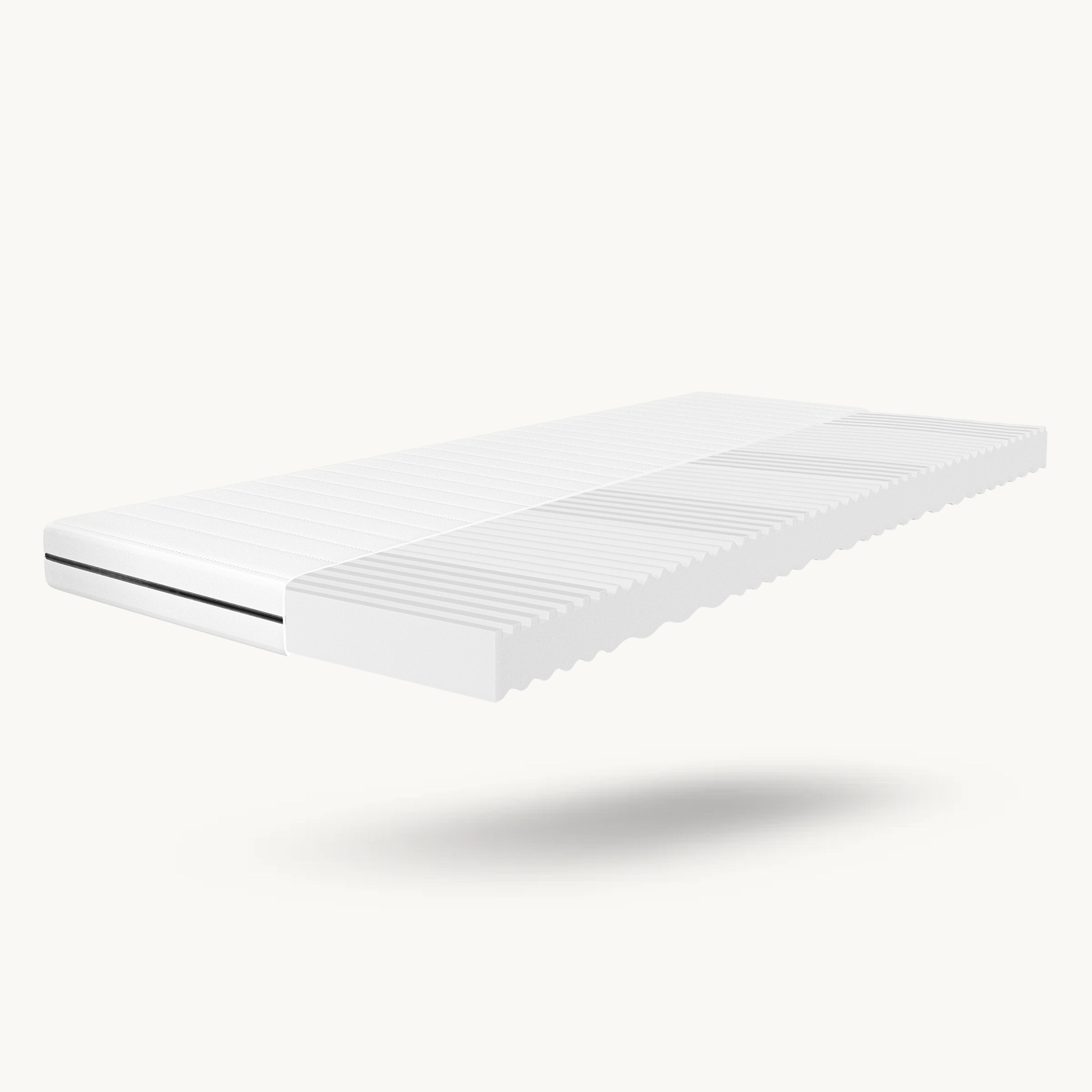 KALTSCHAUMMATRATZE 140x200 – Wendematratze H2/H3, 7-Zonen, Bezug abnehmbar - Weiß, Textil (140/200cm) - Schlaftroll
