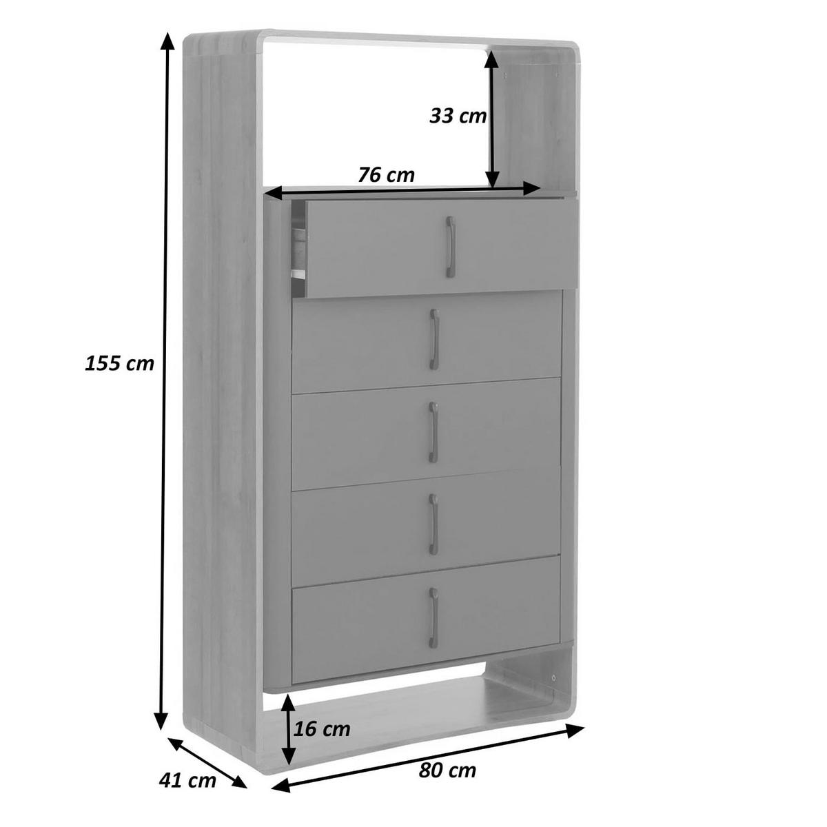 HIGHBOARD Dunkelgrau - Dunkelgrau, Holz (80/155/41cm) - MCW