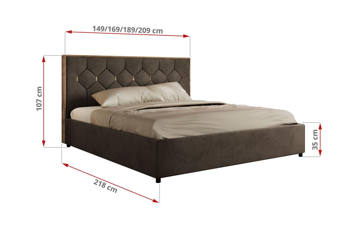 POLSTERBETT LARINO CLASSIC 200/200 - Braun Velvet - Pocket Matratze - Braun, Textil (200/200cm) - MKS