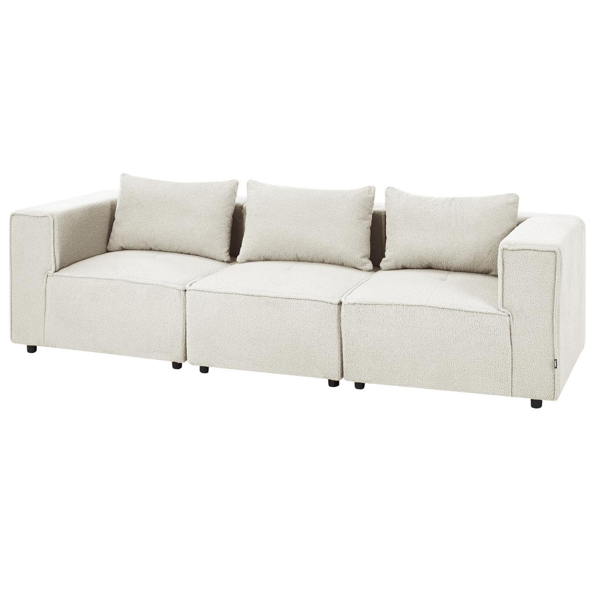 3-SITZER-MODULSOFA Cremeweiß Bouclé Axebo - Creme, Textil (258/93/94cm) - Beliani