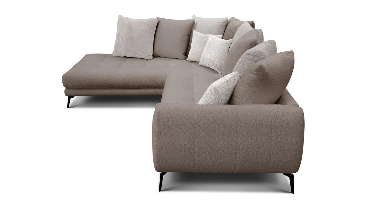 ECKSOFA CALME 5-Sitzer, beige und écru - Beige/Schwarz, Holz/Textil (294/229cm) - Wozimo