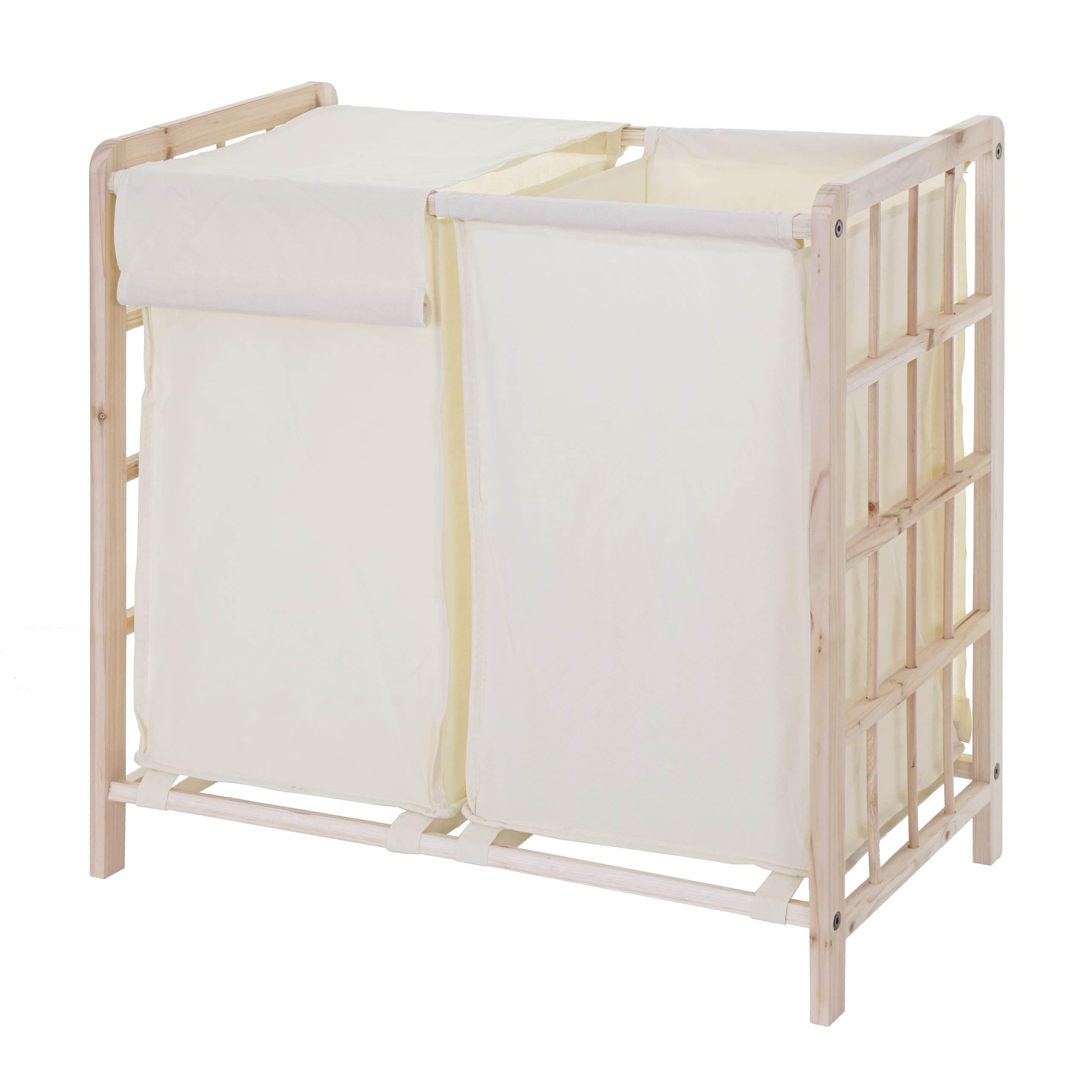 WÄSCHESAMMLER Buche Dekor, Beige - Beige/Buchefarben, Holz (60/60/33cm) - MCW