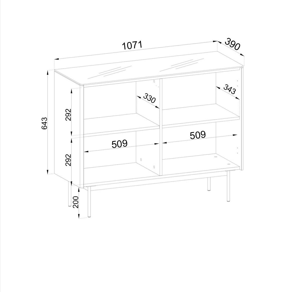 SIDEBOARD VELLUTO 107x39x84 cm mit 2 Türen Eichefarben - Braun, Holzwerkstoff (107/84/39cm) - MASSENO