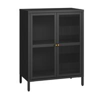 VITRINE Säkylä - Transparent/Schwarz, Glas/Metall (64/84/35cm) - [en.casa]