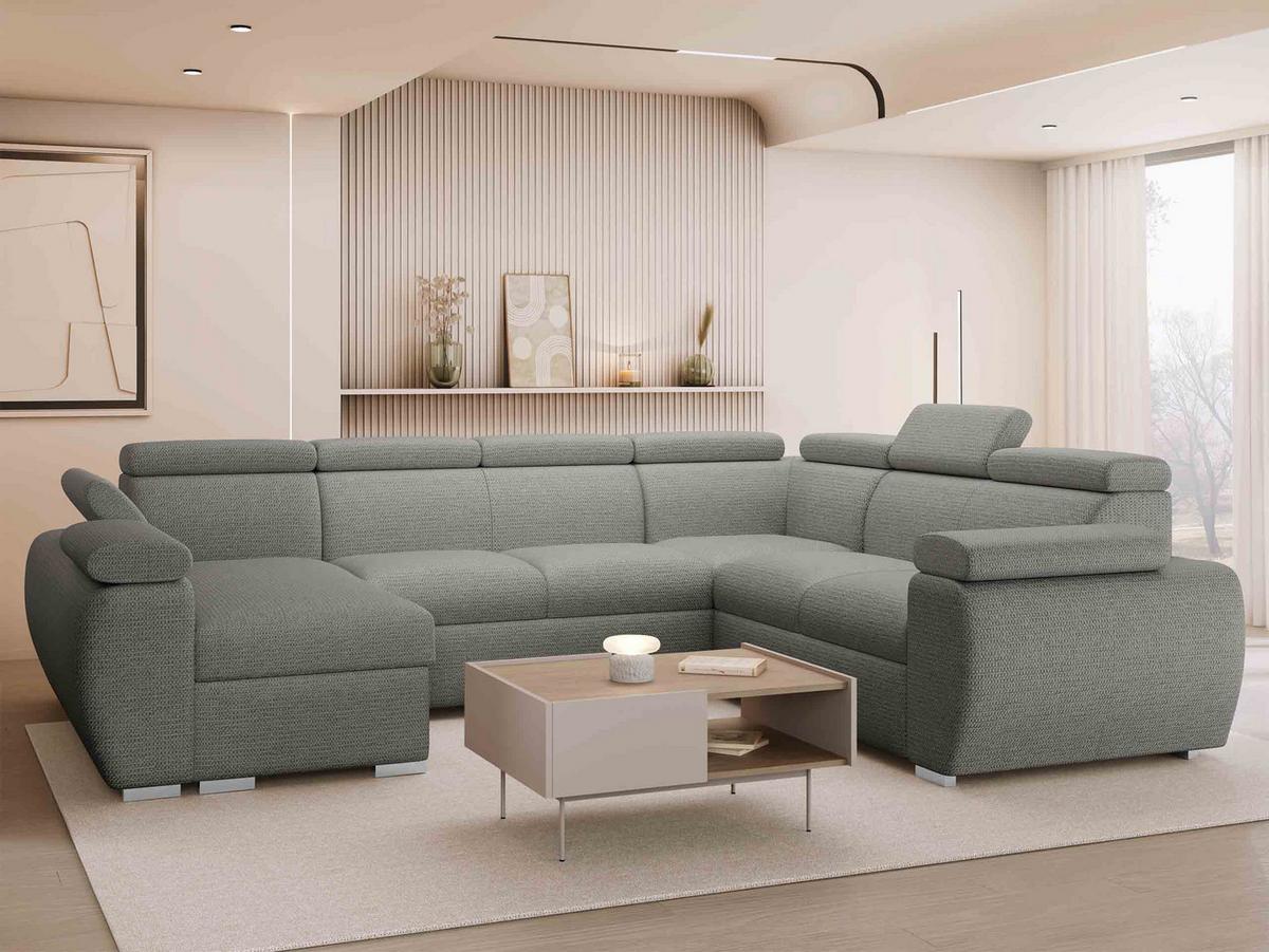 WOHNLANDSCHAFT Boston U, Seite: Links - LC+2P+R+2R - Chromfarben/Graphitfarben, Holz/Textil (325/98/260cm) - MIRJAN24
