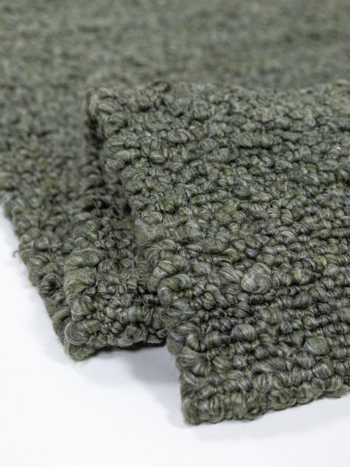 KURZFLORTEPPICH handgewebt GLAVEN, Bouclé-Struktur, Grün-Grau, 120 x 170 cm - Grün, Textil (120/170cm) - KADIMA DESIGN