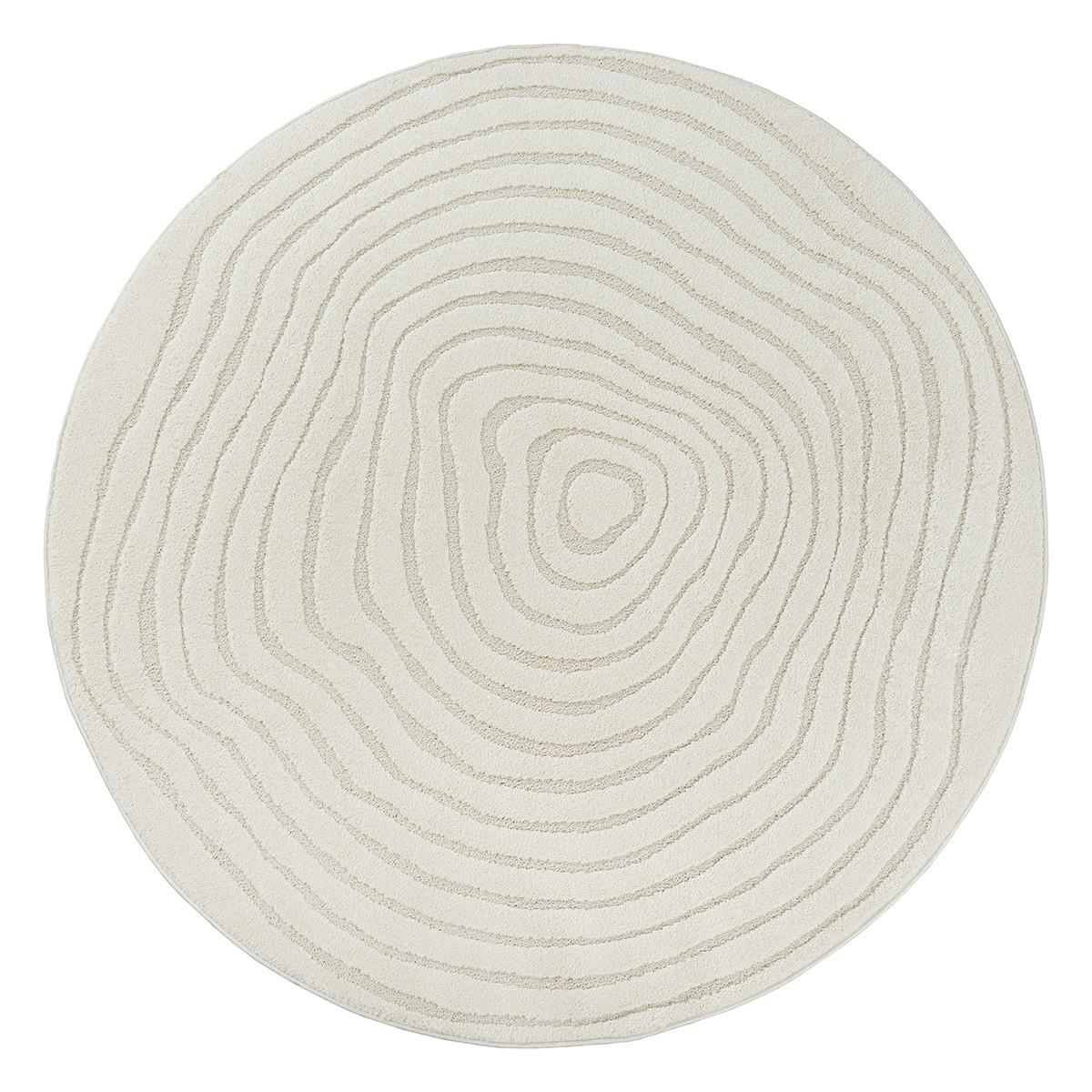 RUNDTEPPICH Streifen CETINA Polypropylen Creme 160 x 160 cm - Beige, Textil (160/160cm) - KADIMA DESIGN