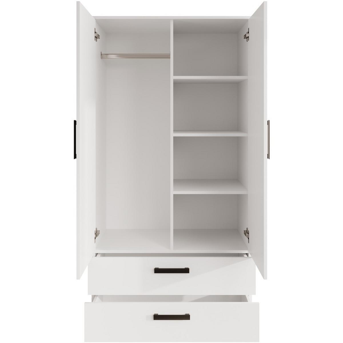 DREHTÜRENSCHRANK Trend, mit Schubladen, Weiß - Schwarz/Weiß, Holzwerkstoff (90/180/50cm) - Beautysofa