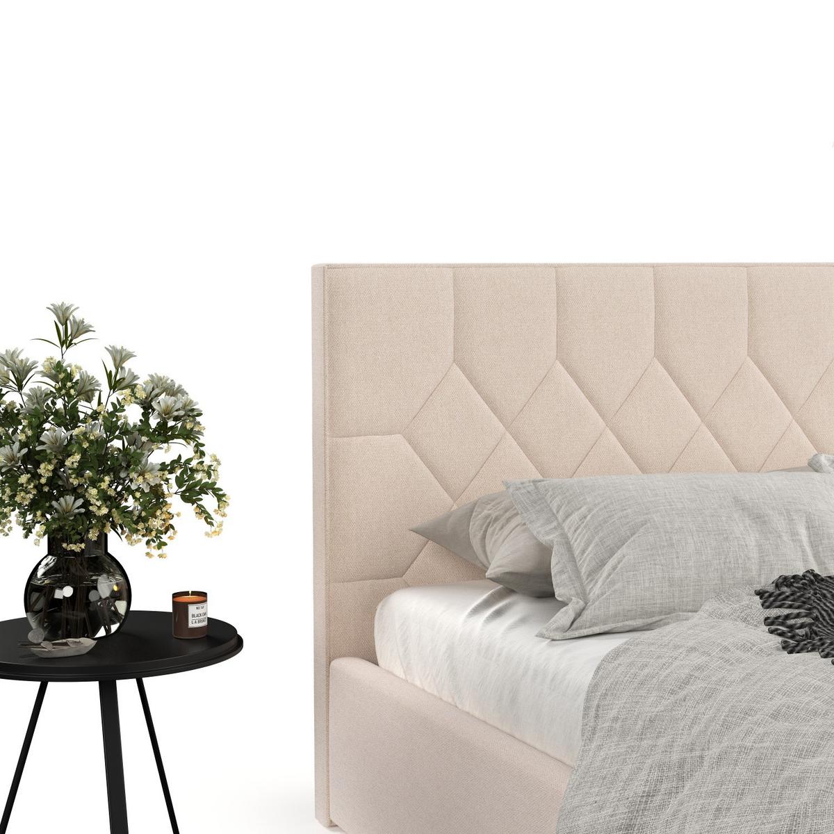 POLSTERBETT Brisa 140/200 cm Creme im Asti Stoff - Creme/Schwarz, Holz/Holzwerkstoff (140/200cm) - AltaBeds